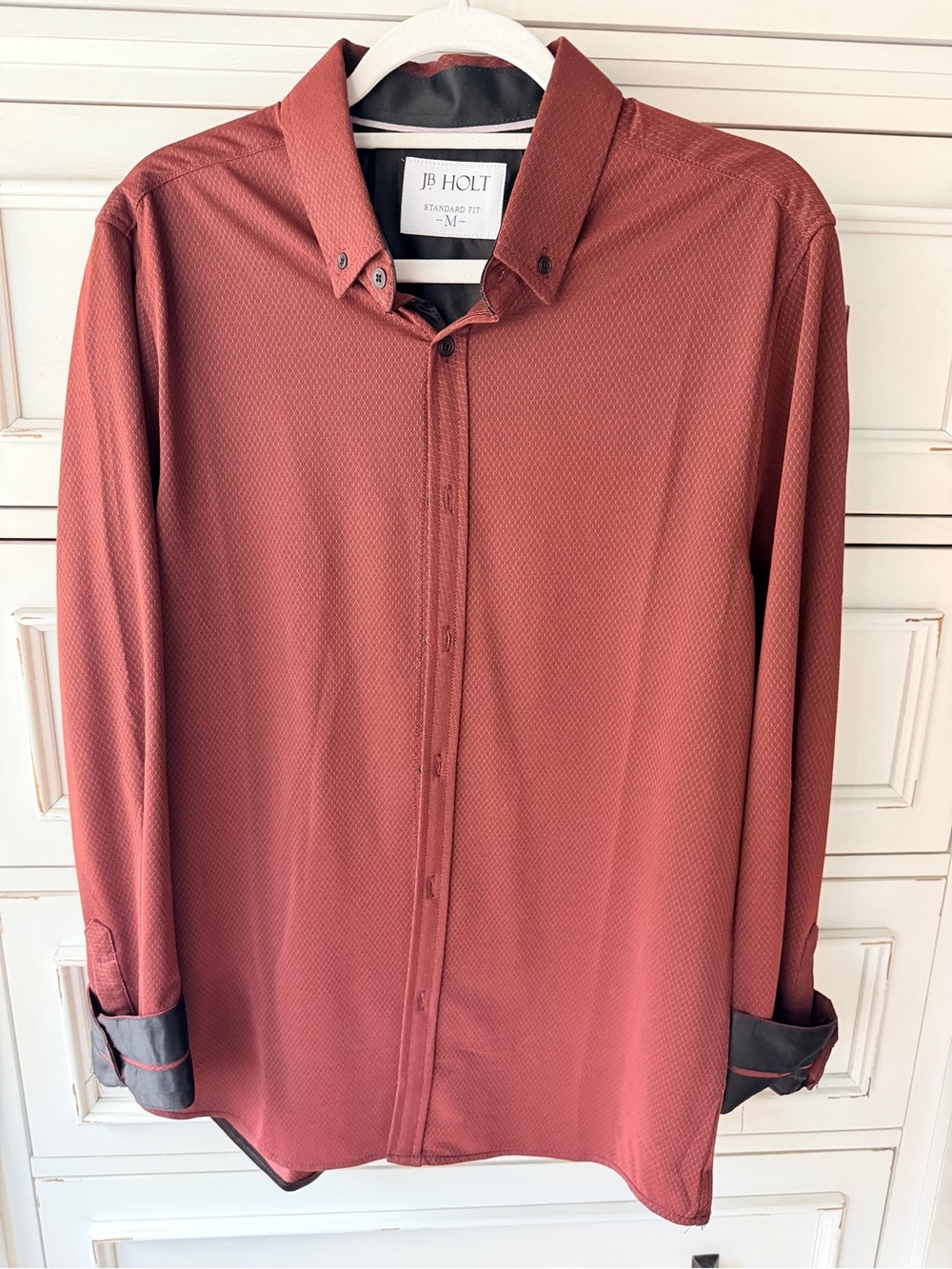 Men's Long-Sleeve Button-Down Shirt — Rust Red